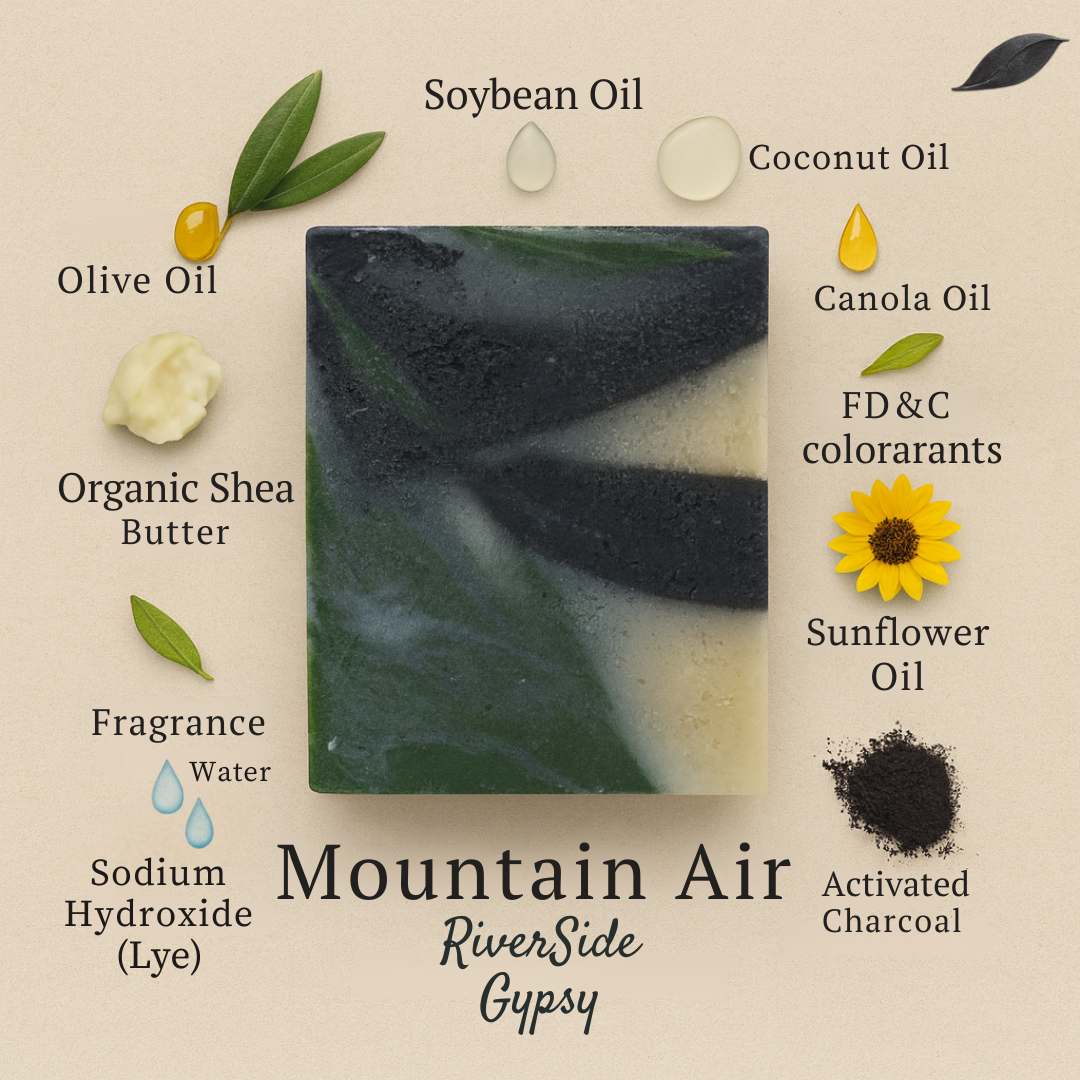 Mountain Air – Handcrafted Charcoal Cold Process Soap Bar