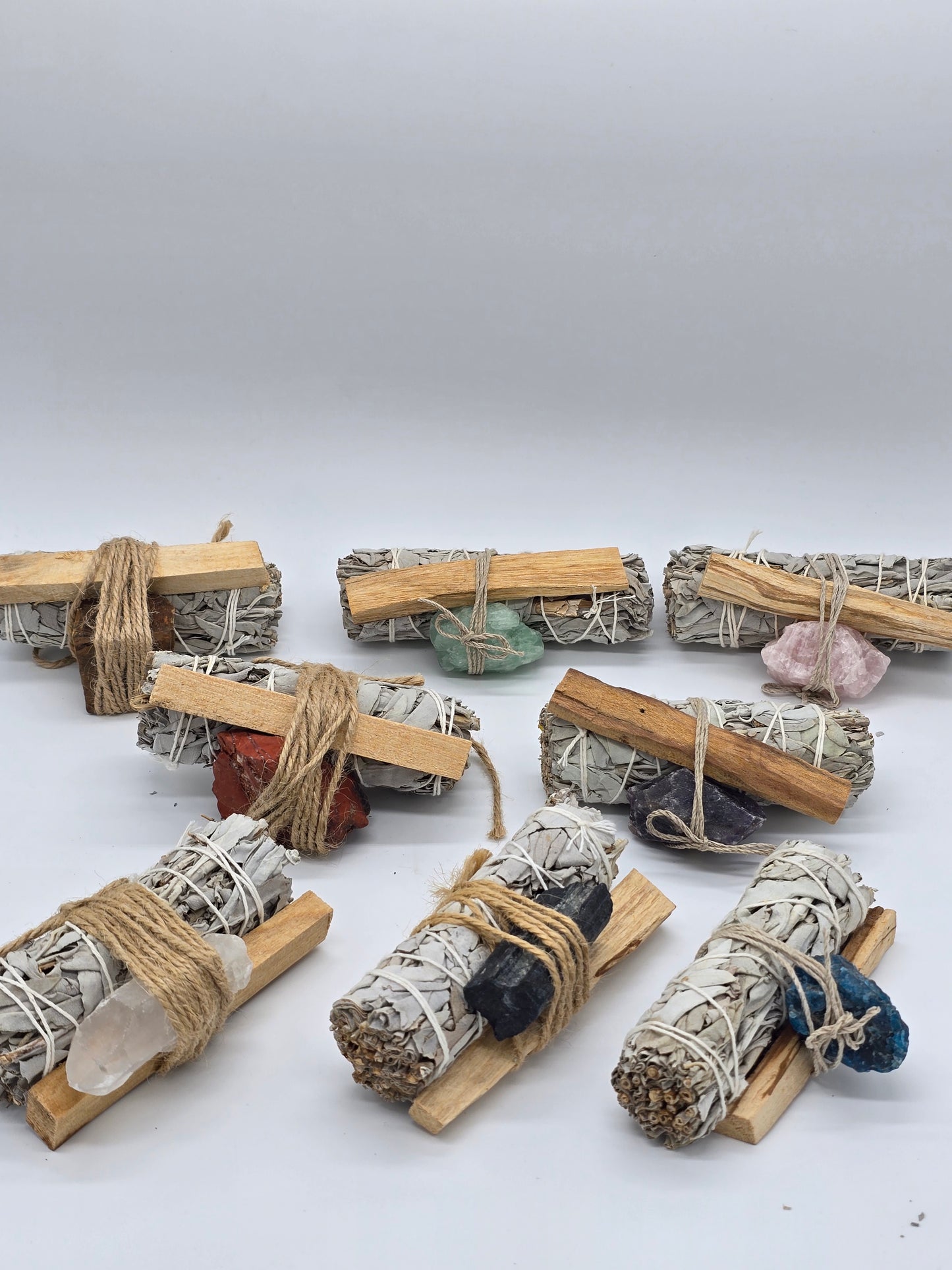 Sacred Smudge Bundle: Sage, Palo Santo & Crystal Trio
