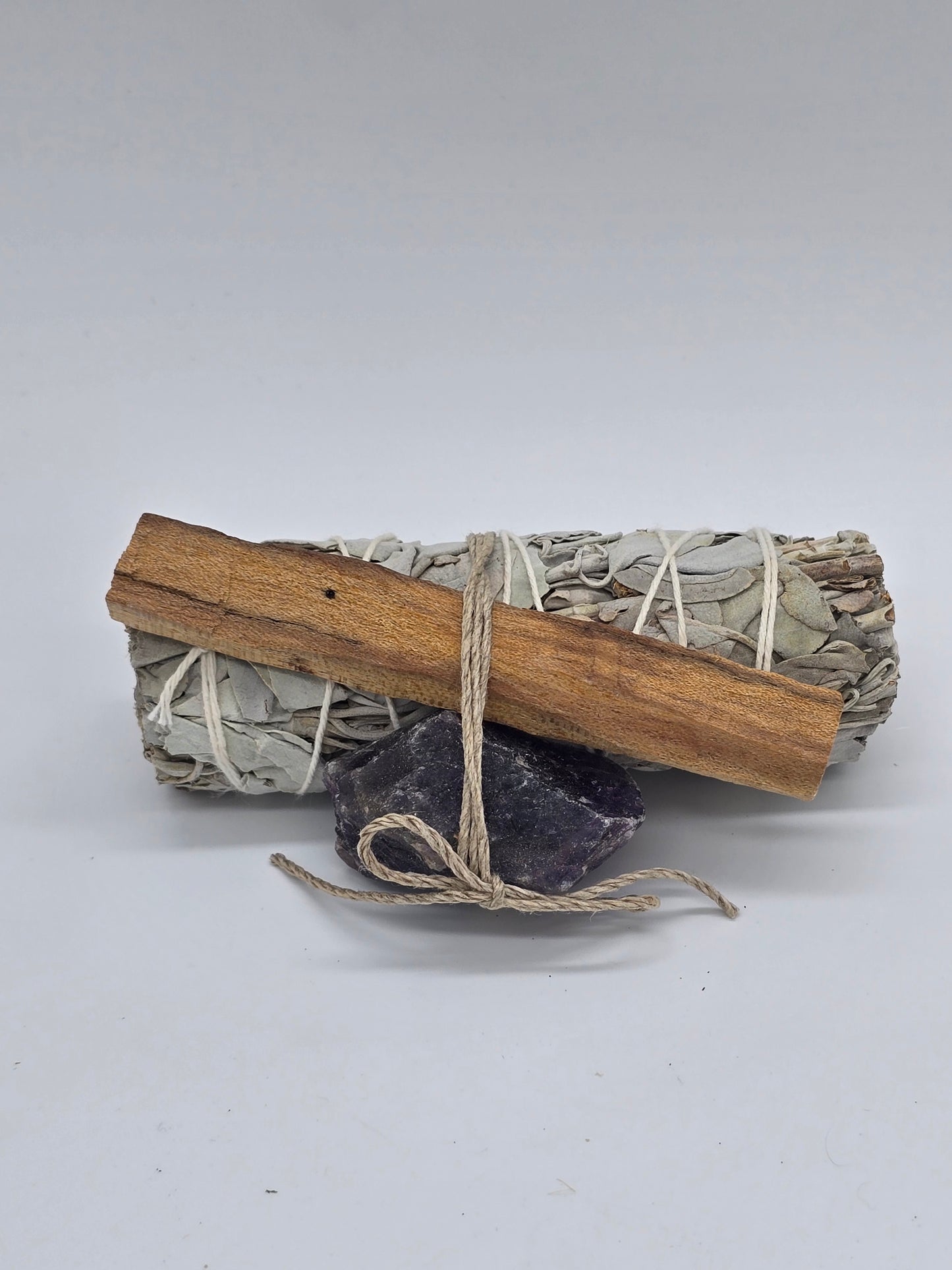 Sacred Smudge Bundle: Sage, Palo Santo & Crystal Trio