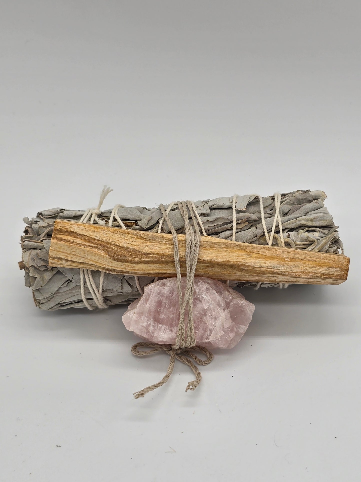 Sacred Smudge Bundle: Sage, Palo Santo & Crystal Trio