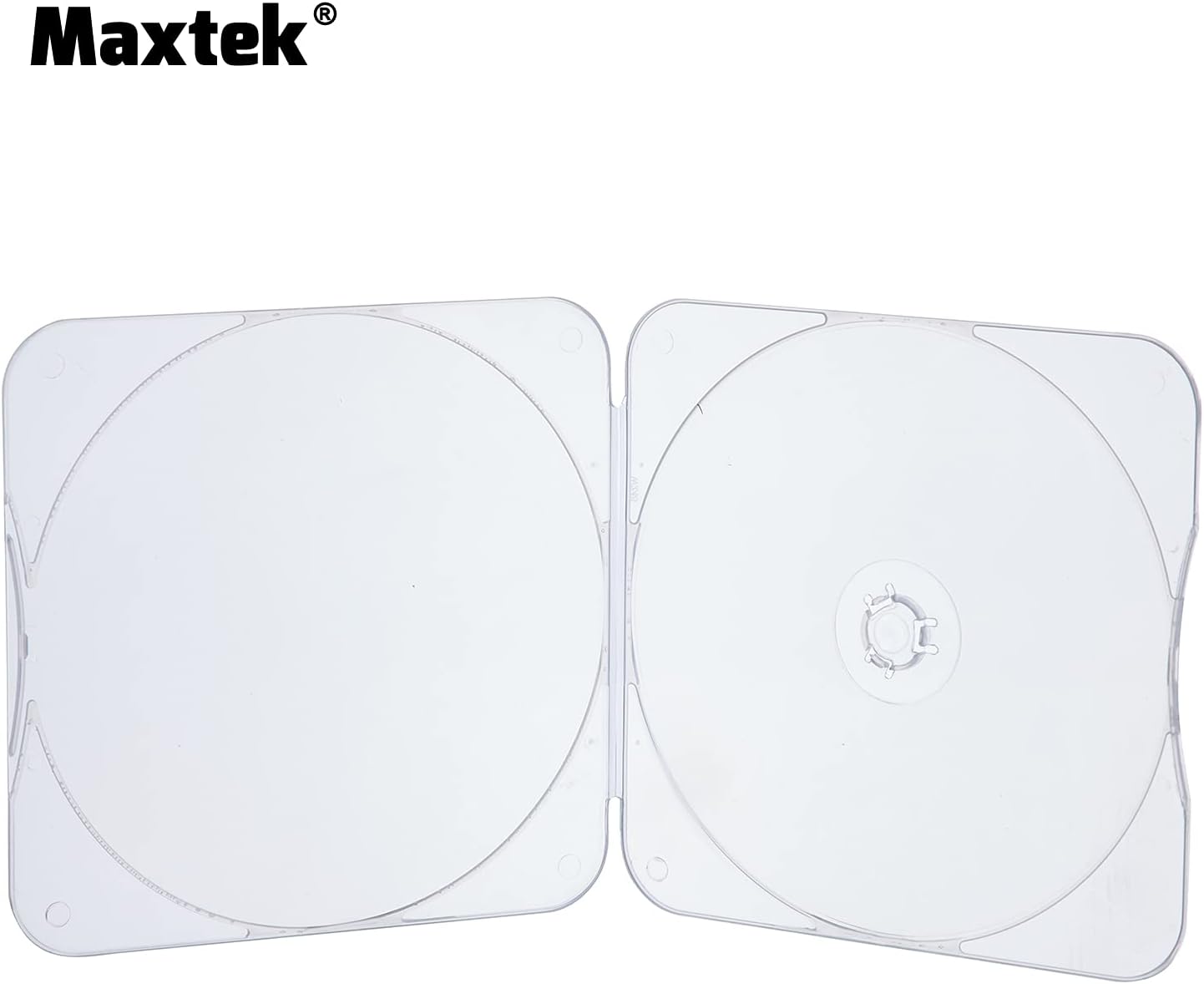 Maxtek 25 Pack Ultra Slim Clear Transparent Square Shaped CD and DVD Disc Clam Shell Case with Lock, Single Disc Capacity, Durable and Impact Resistant PP Poly Plastic Case.