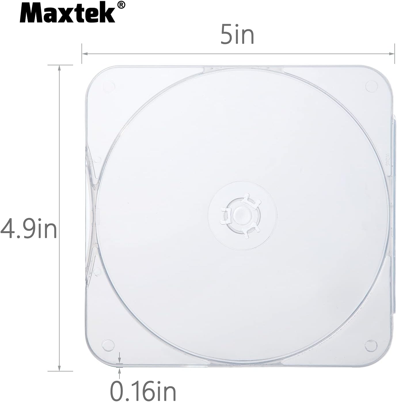 Maxtek 25 Pack Ultra Slim Clear Transparent Square Shaped CD and DVD Disc Clam Shell Case with Lock, Single Disc Capacity, Durable and Impact Resistant PP Poly Plastic Case.