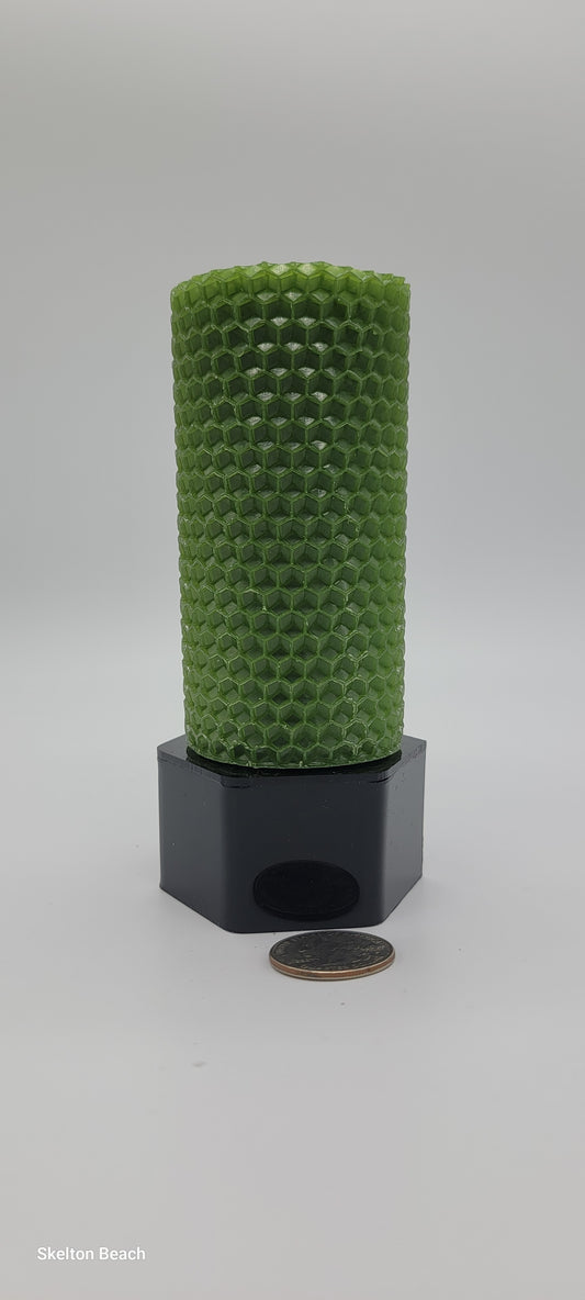 3.75" Green Honeycomb Texture Beeswax Candle – Prosperity & Growth