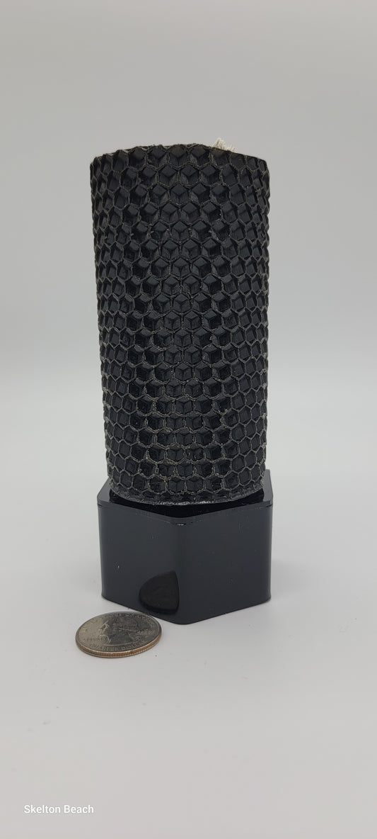 3.75" Black Honeycomb Texture Beeswax Candle – Elegance & Protection